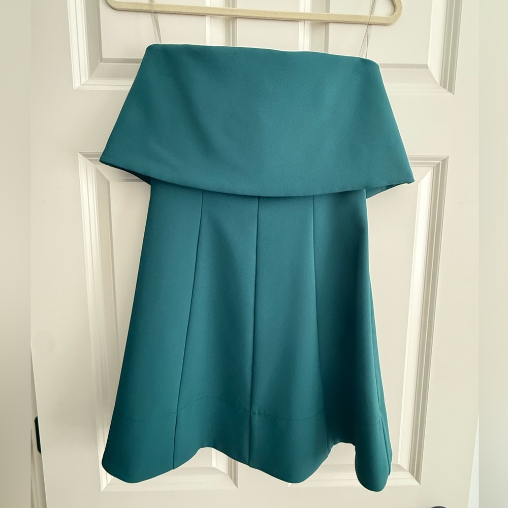 Karlie teal mini strapless dress